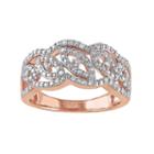 1/5 Carat T.w. Diamond Pink Rhodium-plated Sterling Silver Openwork Ring, Women's, White
