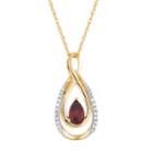 10k Gold Garnet & 1/10 Carat T.w. Diamond Infinity Teardrop Pendant, Women's, Size: 18, Red