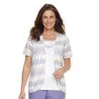 Petite Alfred Dunner Studio Basketweave Cardigan & Camisole Set, Women's, Size: L Petite, Lilac Zig Zag