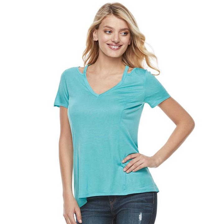 Women's Juicy Couture Cutout Glitter Tee, Size: Small, Blue (navy)