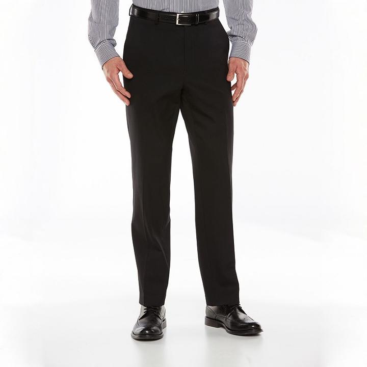 Big & Tall Chaps Classic-fit Black Shadow Wool-blend Comfort Stretch Flat-front Suit Pants, Men's, Size: 46x30