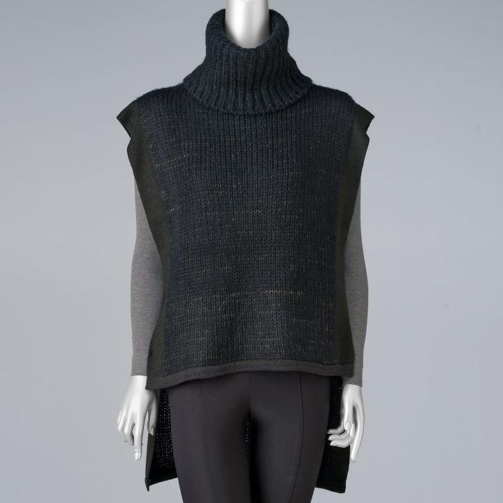 Women's Simply Vera Vera Wang Sleeveless Turtleneck Poncho, Black