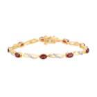10k Gold Garnet & 1/5 Carat T.w. Diamond Bracelet, Women's, Size: 7.5, Red