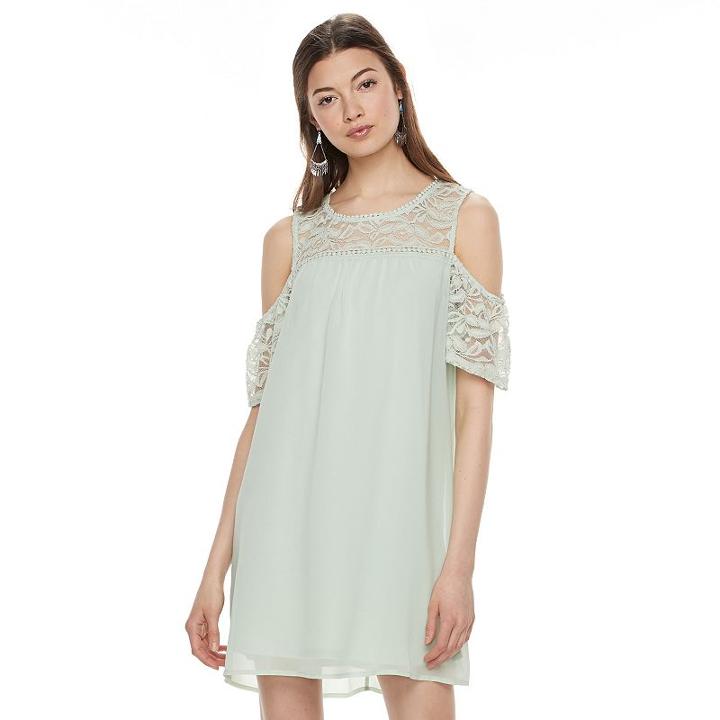 Juniors' Lily Rose Illusion Cold Shoulder Shift Dress, Girl's, Size: Xl, Med Green