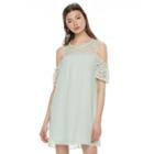 Juniors' Lily Rose Illusion Cold Shoulder Shift Dress, Girl's, Size: Xl, Med Green