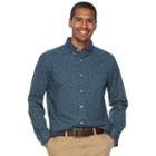 Men's Sonoma Goods For Life&trade; Modern-fit Checked Stretch Poplin Button-down Shirt, Size: Small, Dark Blue