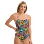 Women's Dolfin Uglies Printed One-piece Swimsuit, Size: 26 Comp, Multi Graffiti Jungle