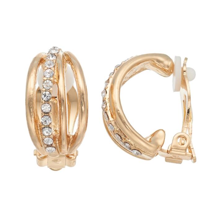 Dana Buchman Multi Row Clip On C Hoop Earrings, Women's, Gold