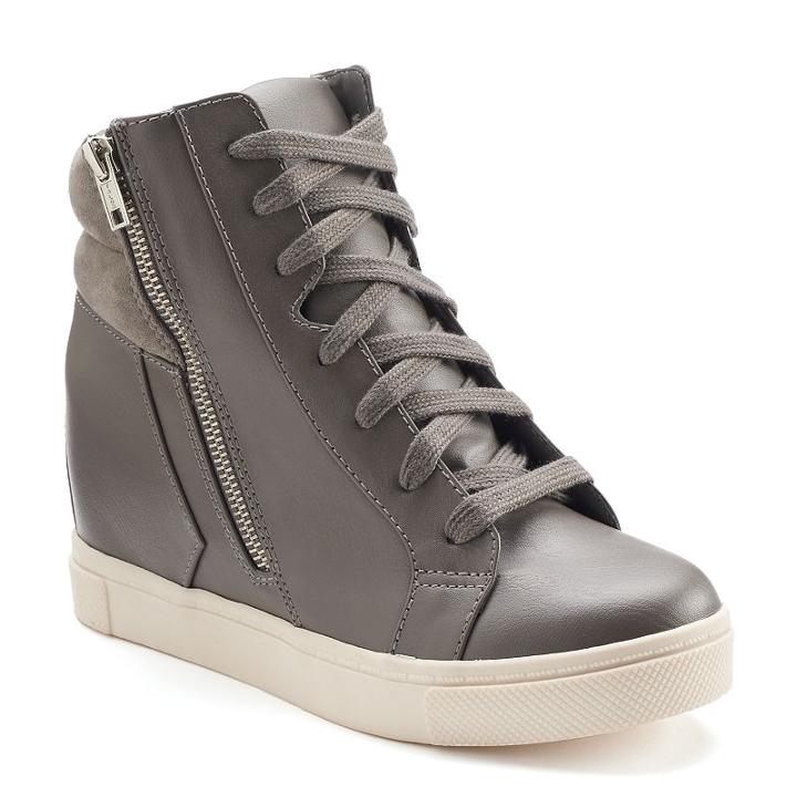 So&reg; Women's Hidden Wedge High-top Sneakers, Girl's, Size: Medium (7), Med Grey