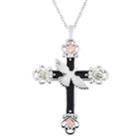 Black Hills Gold Tri-tone Dove & Cross Pendant Necklace In Sterling Silver, Women's, Size: 18, Grey