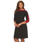 Plus Size Chaps Colorblock Fit & Flare Dress, Women's, Size: 16 W, Black