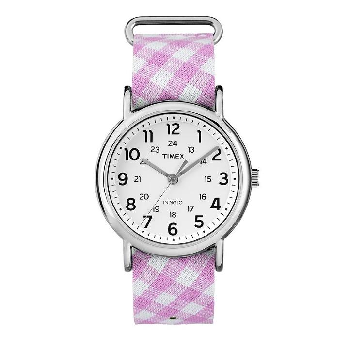 Timex Women's Weekender Gingham Watch, Size: Medium, Pink