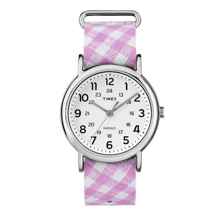 Timex Women's Weekender Gingham Watch, Size: Medium, Pink