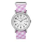 Timex Women's Weekender Gingham Watch, Size: Medium, Pink