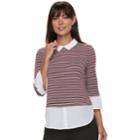 Women's Elle&trade; Printed Mock-layer Top, Size: Medium, Med Purple