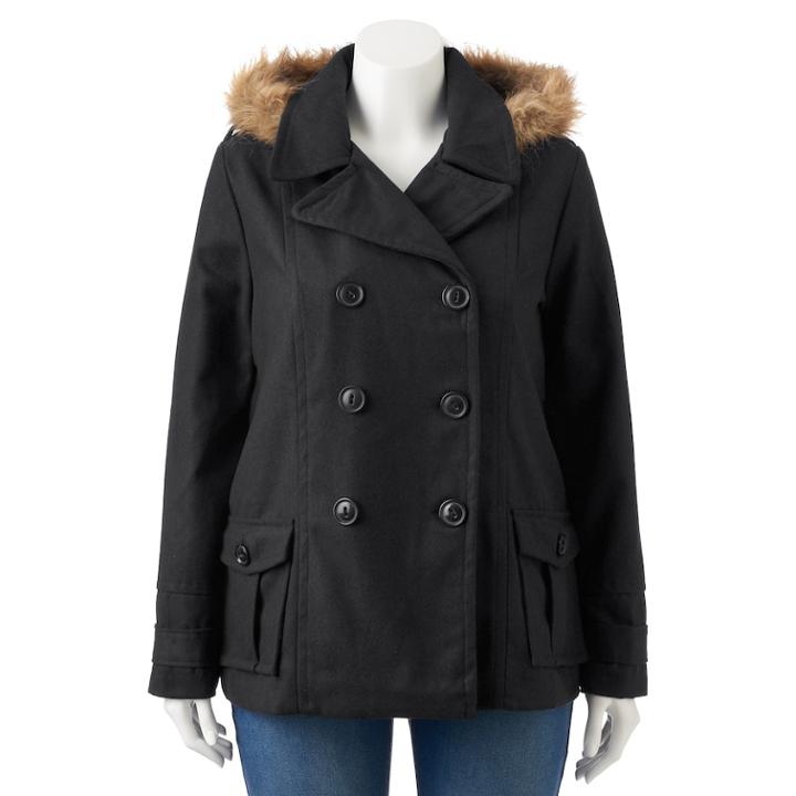 Juniors' Plus Size Urban Republic Wool Blend Jacket, Teens, Size: 2xl, Black