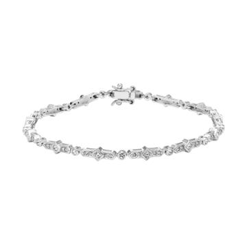 Diamond Splendor Sterling Silver Crystal & 1/4 Carat T.w. Diamond Tennis Bracelet, Women's, Size: 7.5, White