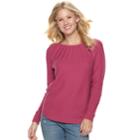 Women's Sonoma Goods For Life&trade; Cable Knit Yoke Crewneck Sweater, Size: Large, Pink