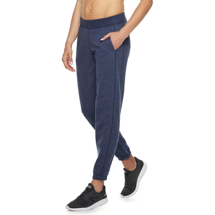 Women's Tek Gear&reg; Fleece Banded Bottom Mid-rise Sweatpants, Size: Xl, Dark Blue
