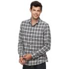 Men's Apt. 9&reg; Modern-fit Plaid Brushed Flannel Button-down Shirt, Size: Xxl, Black