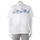 Men's Havanera Classic-fit Palm Tree Linen-blend Button-down Shirt, Size: Large, White
