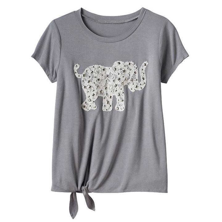Girls 7-16 Miss Chievous Embellished Crochet Applique Tie-front Tee, Girl's, Size: Medium, Black