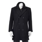 Men's Chaps Classic-fit Double-breasted Wool-blend Top Coat, Size: 46 Long, Black