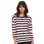 Women's Elle&trade; Striped Paillette Crewneck Sweater, Size: Xs, Med Pink