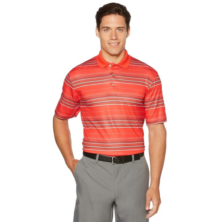 Men's Grand Slam Printed Stripe Polo, Size: Large, Brt Red