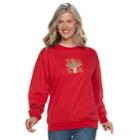 Women's Holiday Crewneck Graphic Sweatshirt, Size: Medium, Brt Red