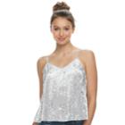 Juniors' Mudd&reg; V-neck Velvet Swing Tank, Teens, Size: Small, Med Grey