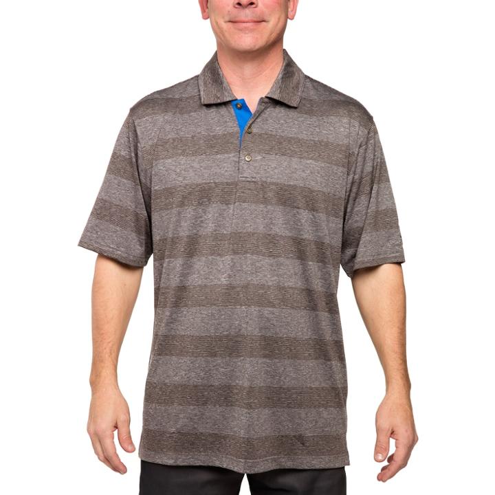 Men's Pebble Beach Classic-fit Striped Stretch Performance Golf Polo, Size: Small, Med Grey
