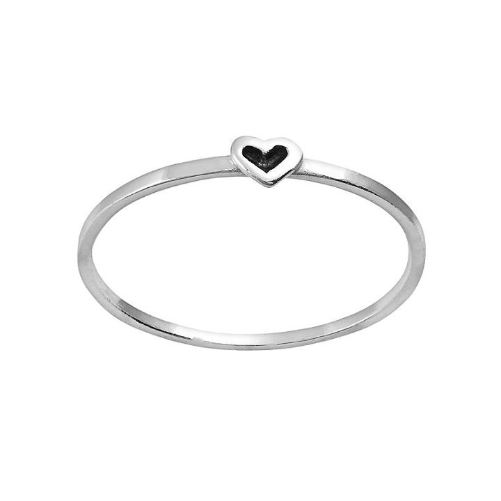 Sterling Silver Heart Ring, Women's, Size: 6, Grey