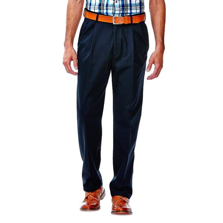 Men's Haggar&reg; Work To Weekend&reg; Classic-fit Pleated Expandable Waist Pants, Size: 38x32, Blue