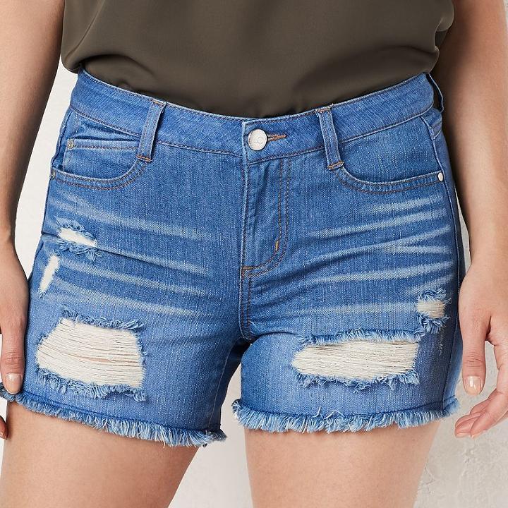 Women's Lc Lauren Conrad Frayed Jean Shorts, Size: 6, Green Oth