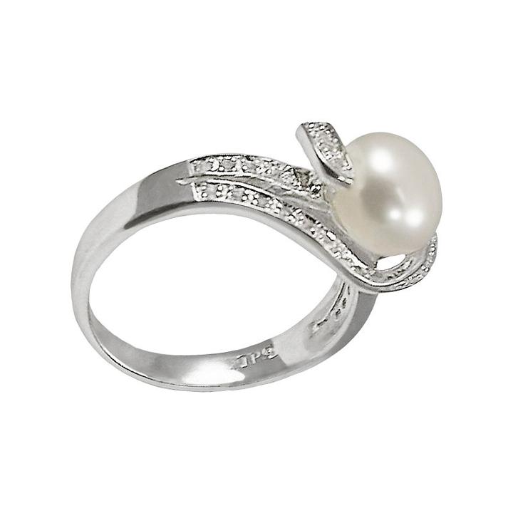 Sterling Silver Freshwater Cultured Pearl And White Topaz Ring, Women's, Size: 8