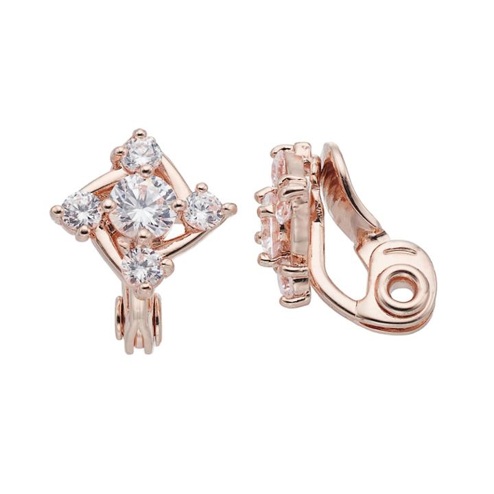 Napier Cubic Zirconia Square Nickel Free Clip-on Earrings, Women's, Pink