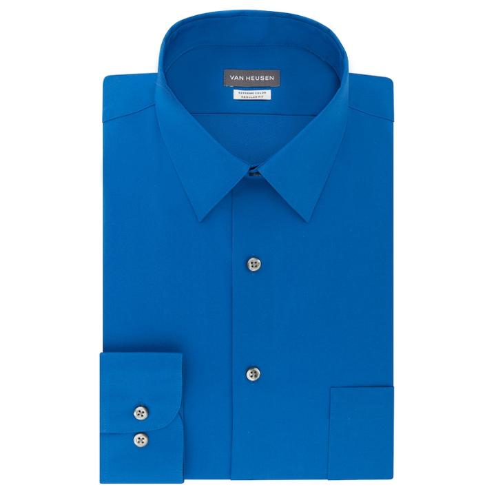 Men's Van Heusen Extreme Color Endurance Regular-fit Dress Shirt, Size: 2x-36/37, Blue