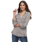 Women's Rock & Republic&reg; Twill Shirt, Size: Xl, Med Grey