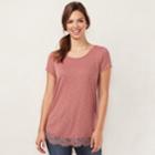 Women's Lc Lauren Conrad Lace-trim Top, Size: Xs, Med Pink