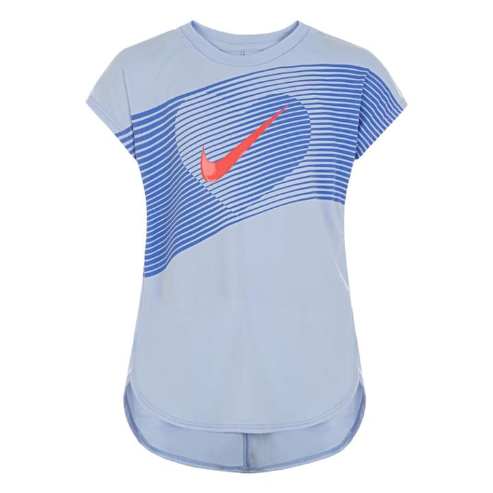 Girls 4-6x Nike Dri-fit Line Heart Graphic Tee, Size: 6, Light Blue