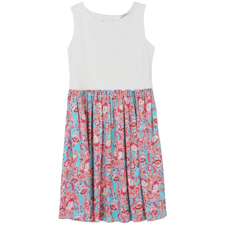 Girls 7-16 Speechless Lace & Chiffon Paisley Print Dress, Size: 14, Turquoise Pink