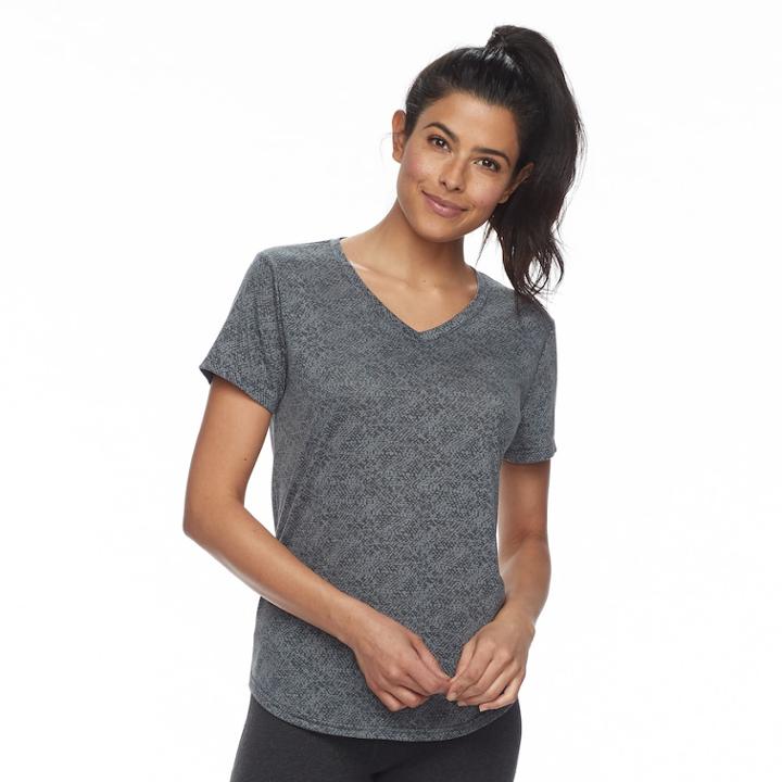 Women's Petite Tek Gear&reg; Core Short Sleeve Tee, Size: M Petite, Dark Grey