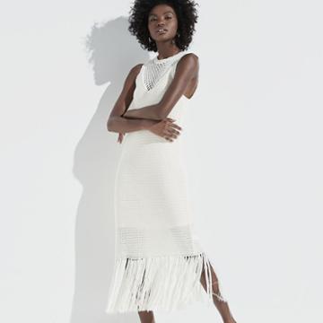 K/lab Fringe Midi Sweater Dress, Girl's, Size: Xs, White Oth