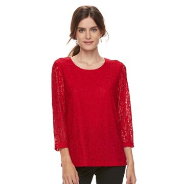 Women's Cathy Daniels Lace Pullover Top, Size: Xl, Red Overfl