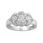 10k White Gold 1/2 Carat T.w. Diamond 3-stone Halo Ring, Women's, Size: 8