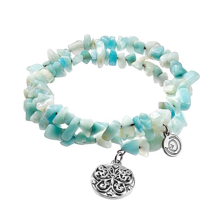 Love This Life Amazonite Dreams Beaded Coil Bracelet, Women's, Grey