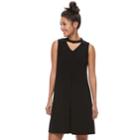 Women's Perceptions Cutout Choker Neck Shift Dress, Size: 12, Black