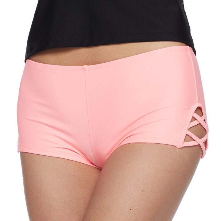 Mix And Match Criss-cross Swim Shorts, Size: Xs, Light Pink
