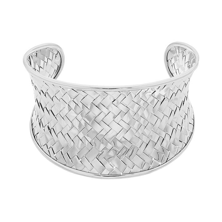 Sterling Silver Beasketweave Cuff Bracelet, Women's, Size: 7, Grey